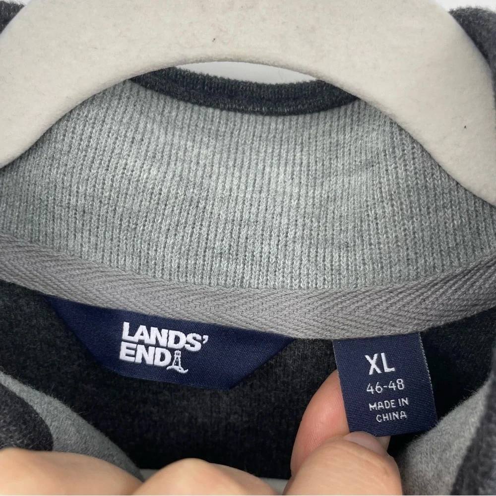Land's End 1/4 Zip Gray Sweatshirt Cotton Blend Pullover‎ Mens Sz XL